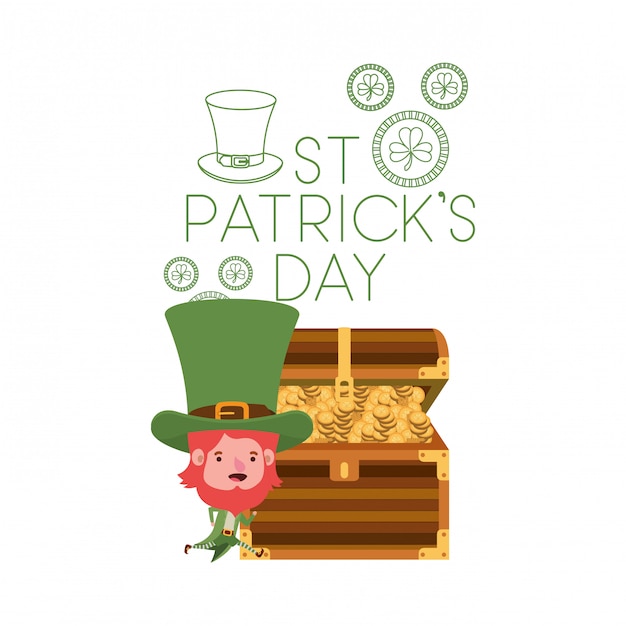 Etichetta del giorno st patricks con personaggio leprechaun