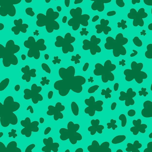 St Patricks Day Leopard or jaguar seamless pattern made of shamrock or clover leaves Spotted cheetah skin Trendy animal print Vector background for textile fabric wallpaper wrapping paper etc