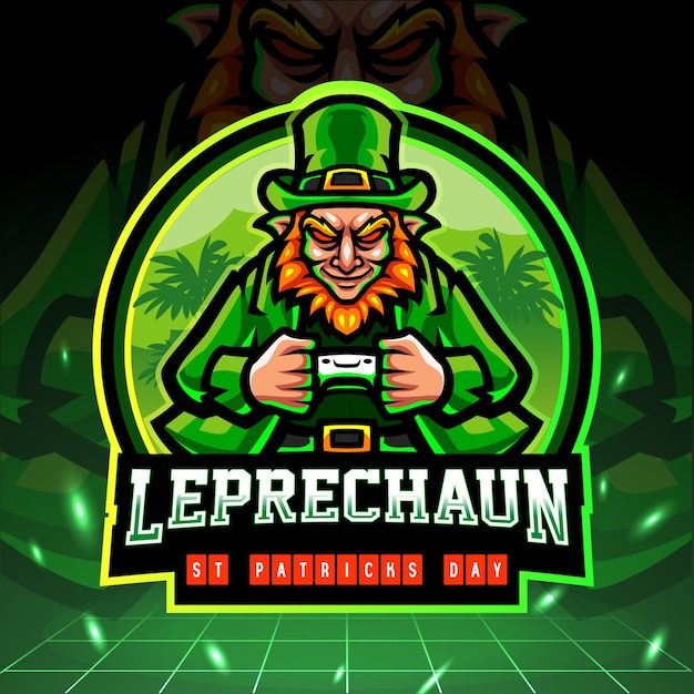 Logo esport della mascotte del leprechaun del giorno di san patrizio.