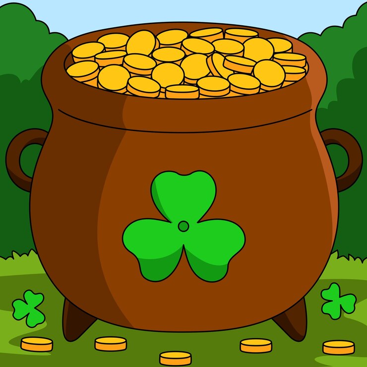 Вектор день святого патрика pot gold cartoon vector colored