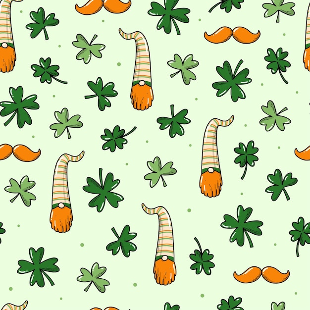 St patricks day seamless pattern with doodles