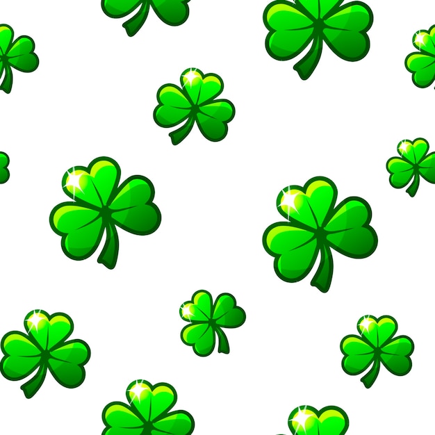 St. patricks day seamless pattern with green clovers.