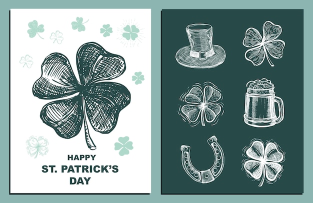 St Patricks Day set Hand drawn illustrations