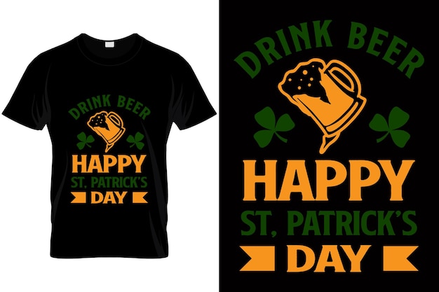聖パトリックの日tシャツのデザインビールを飲む幸せな聖パトリックの日