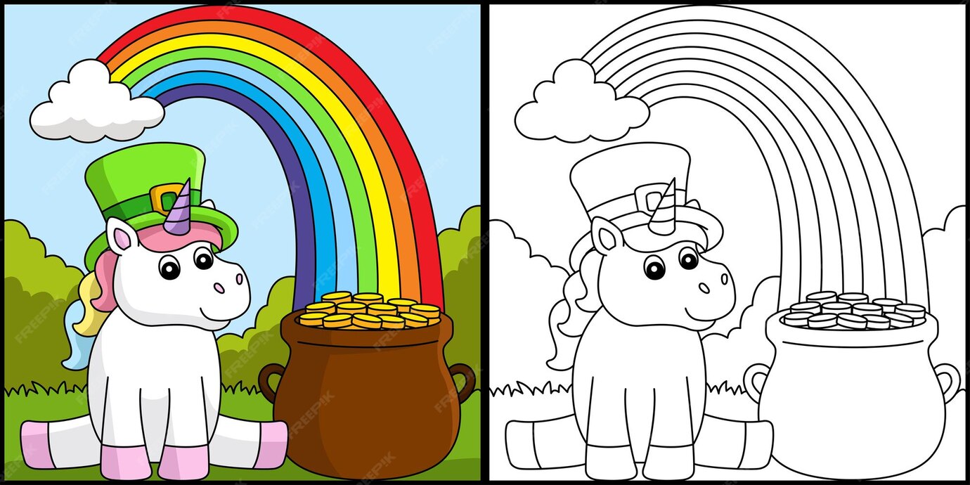 Premium Vector | St Patricks Day Unicorn Coloring Page Vector