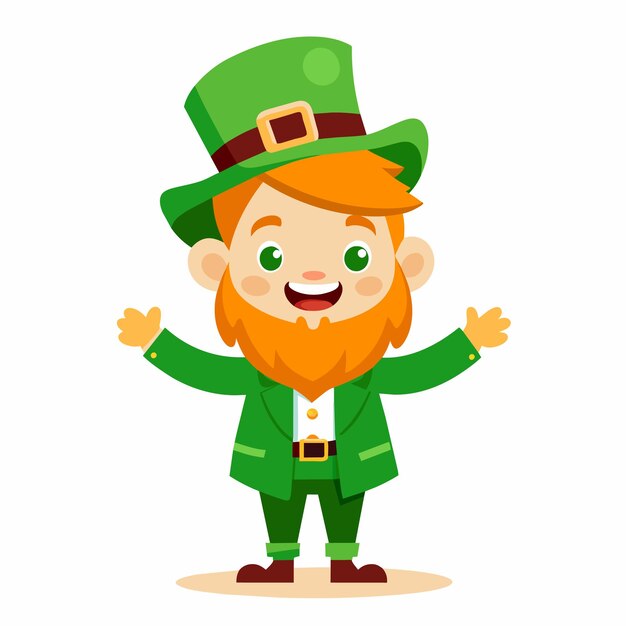 セント・パトリック・デー・ベクトル・グリーティング (Leprechaun Illustration)