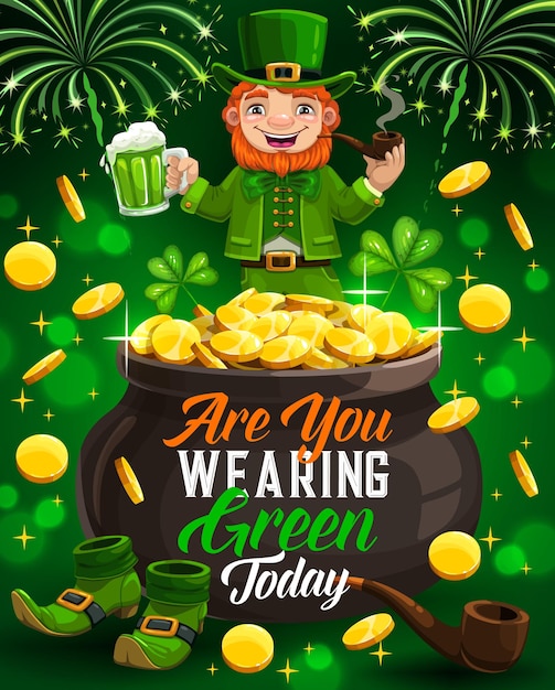 Vector st patricks holiday green leprechaun treasures