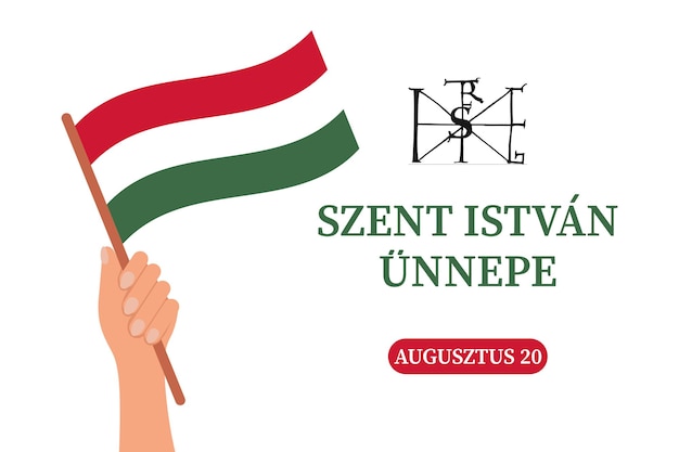 Vector st stephen's day in hungary august 20 hand with flags of hungary illustration banner poster