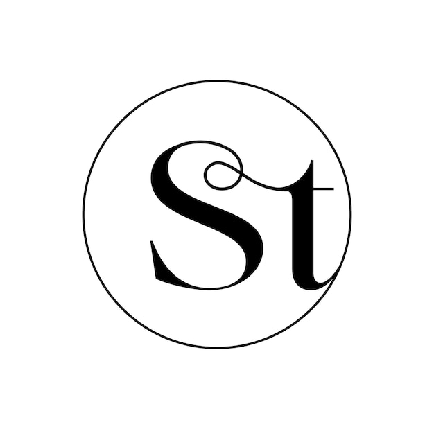 St typography icon with calligraphy letters