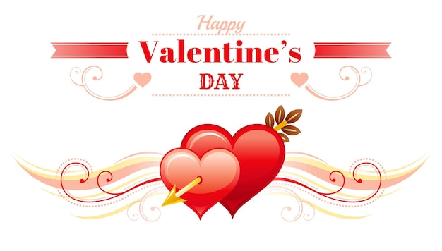 St. Valentine day banner. Valentine's day cute background with hearts couple and Cupid arrow