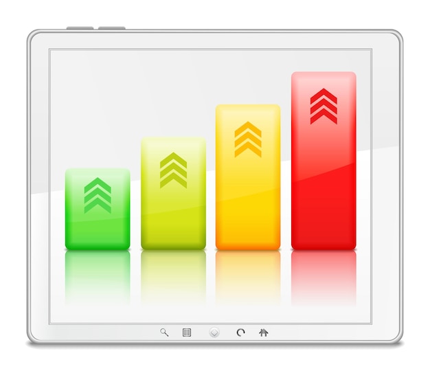 Staafdiagram in witte tablet-pc, illustratie