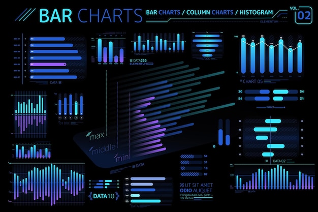 Staafdiagrammen kolomdiagrammen en histogrammen infographic elementen