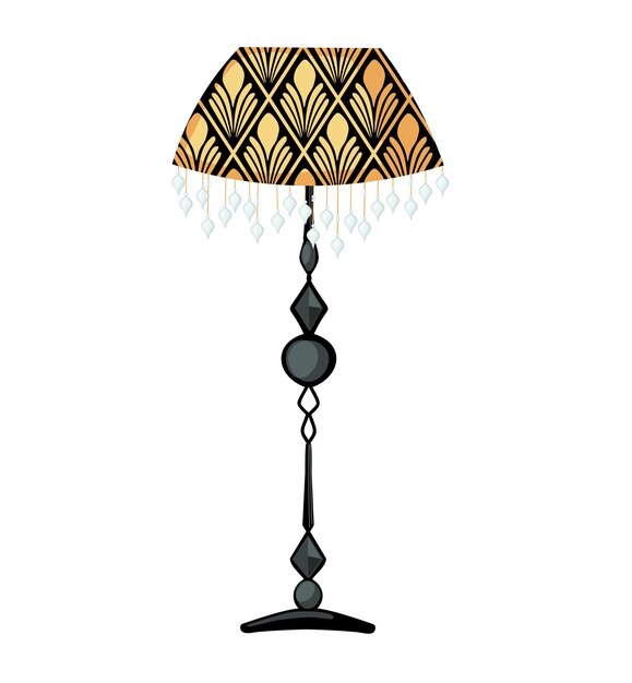 Staande lamp in Art Deco stijl Art Nouveau stijl Staande lamp met gedessineerde lampenkap