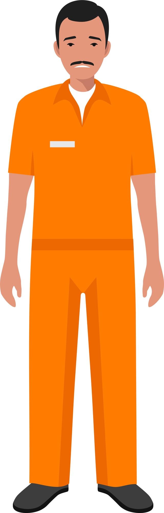 Vector staande spaanse gevangene persoon in traditionele in gevangenis kleding karakter icoon in platte stijl