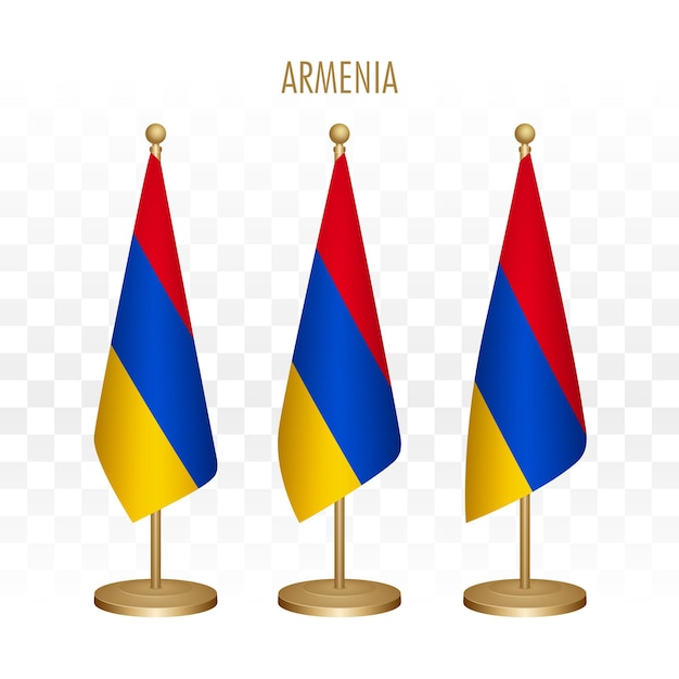 Staande vlag van Armenië 3d vectorillustratie geïsoleerd op wit