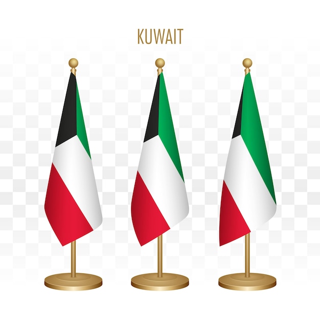 Staande vlag van Koeweit 3d vectorillustratie geïsoleerd op wit
