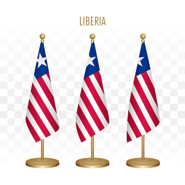 Staande vlag van Liberia 3d vectorillustratie geïsoleerd op wit