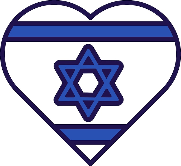 Staat israël officiële vlag in hart vorm vector