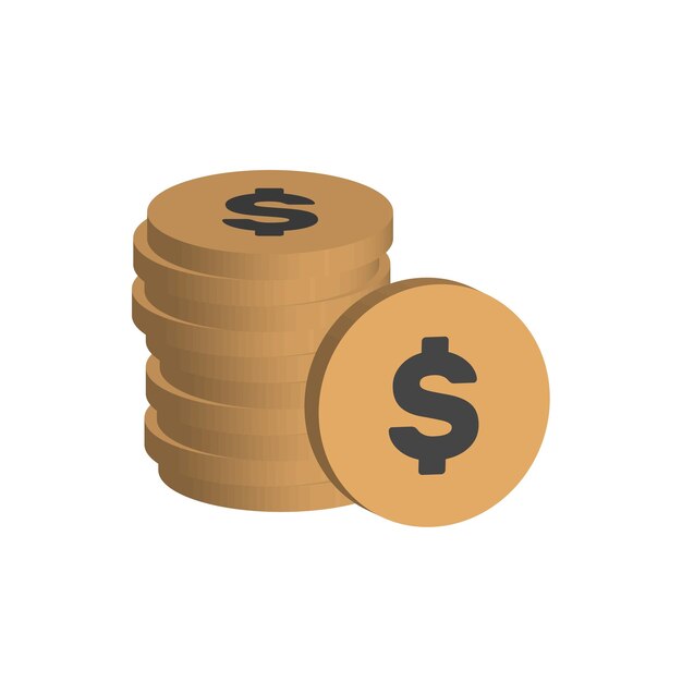 Stack of 3d dollar coins Finance vector illustration