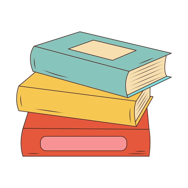 Stack of books Colorful contour illustration