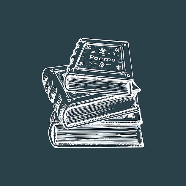 Vector stack of books drawn illustration vector sketch