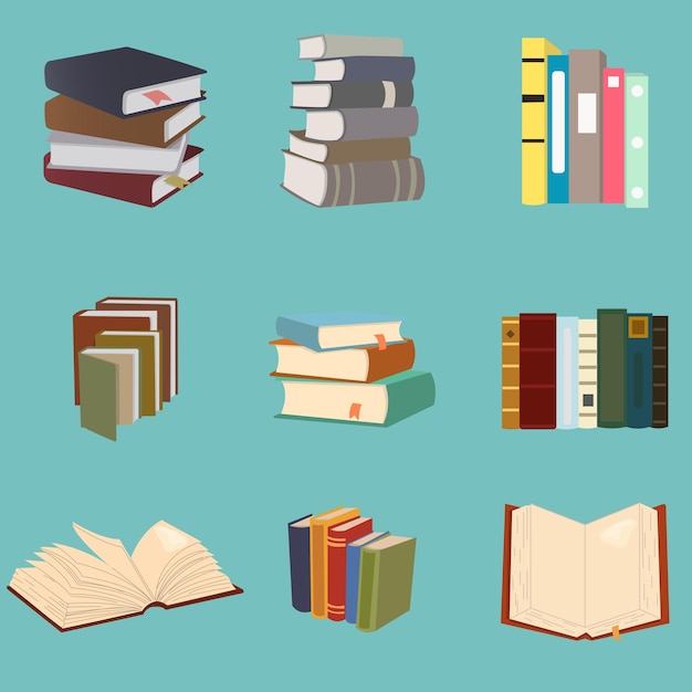 Стопка книг плоский дизайн 3d