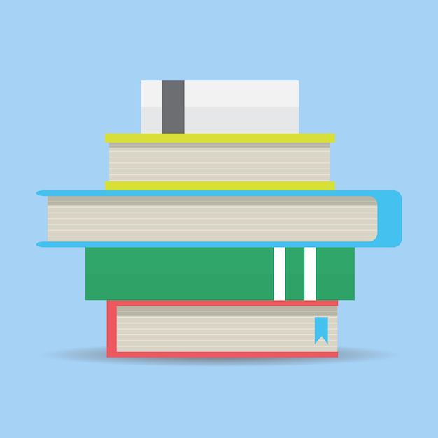 stack of books flat design library and reading book vector illustration