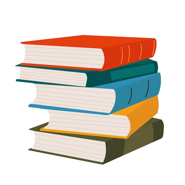 стопка книг в плоском стиле изолирована на белом фоне вектора