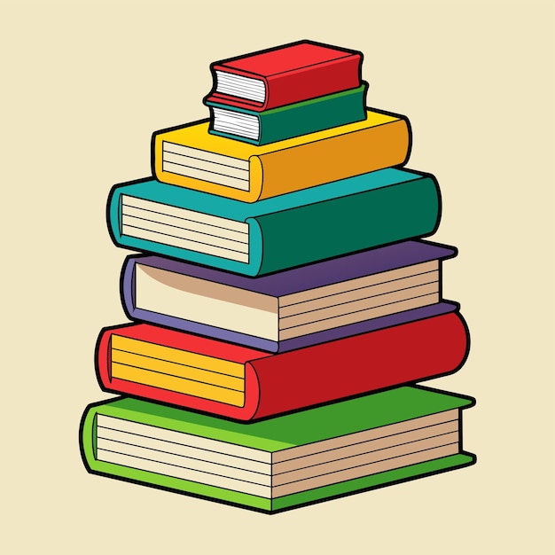 Stack of books hand drawn cartoon character sticker icon concept isolated illustration