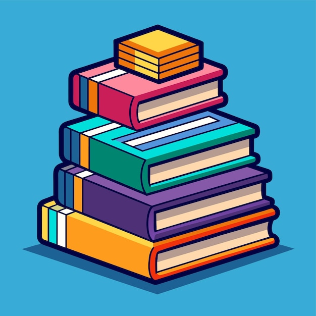 Stack of books hand drawn cartoon character sticker icon concept isolated illustration