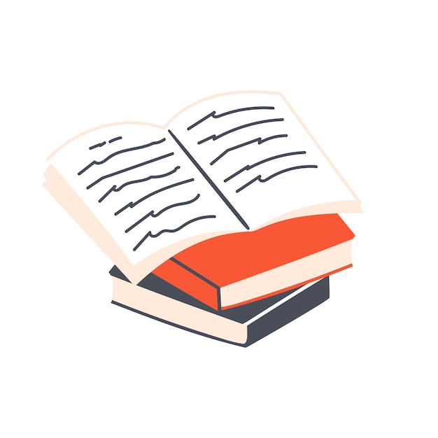 Stack of books. Studying and education concept. Learning and writing. Flat vector illustration.