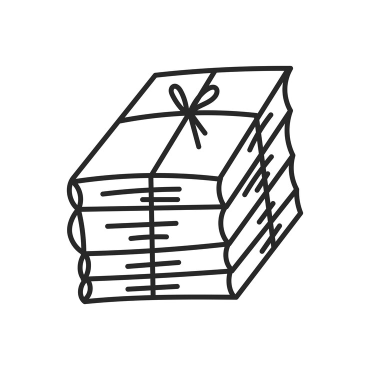 Stack of Books Tied with Thread Doodle Icon reading library education vector illustration