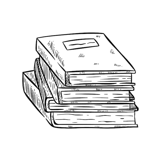 Stack of Books With Hand Drawn or Sketchy Style on White