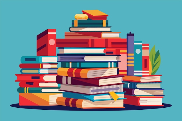 a stack of books with a yellow ribbon on top of them