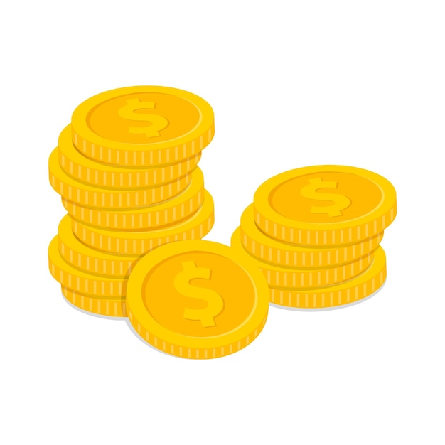 Vector stack of coins pile of gold coins golden penny cash pile treasure heap vector illustration