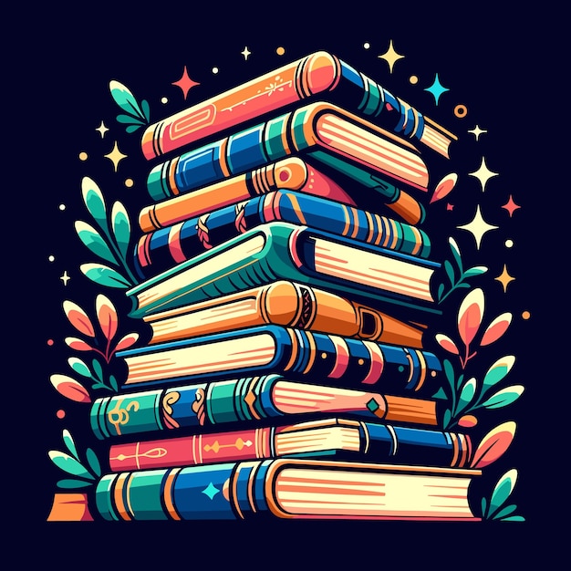 Stack of colorful books vector illustration generated ai