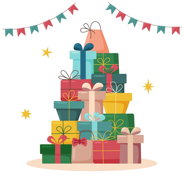 A stack of colorful gift boxes - holiday concept