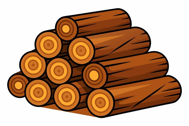 stack of cut logs fire wood isolated on white background