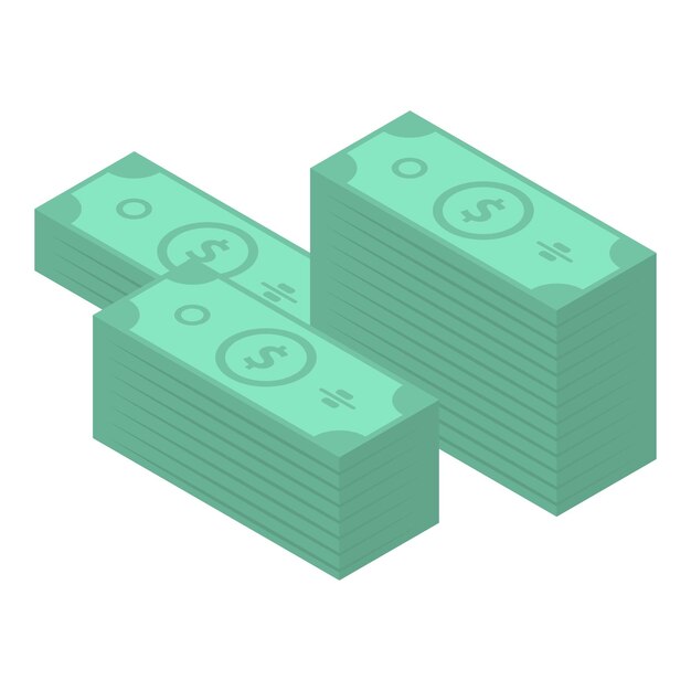 Icona del pacco da un dollaro in pila isometrica dell'icona vettoriale del pacco da un dollaro in pila per il web design isolato su sfondo bianco