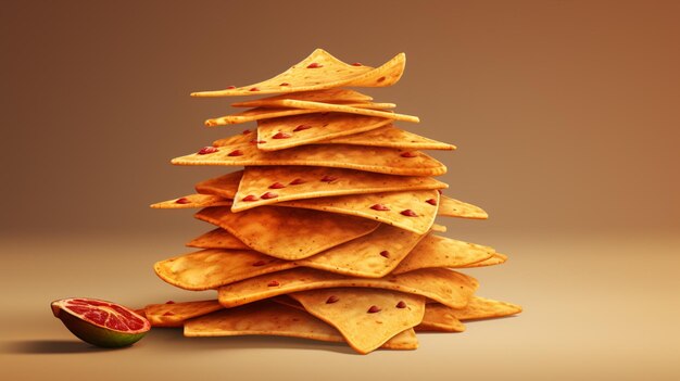 Vettore una pila di biscotti al pane piatto con un albero di natale sullo sfondo