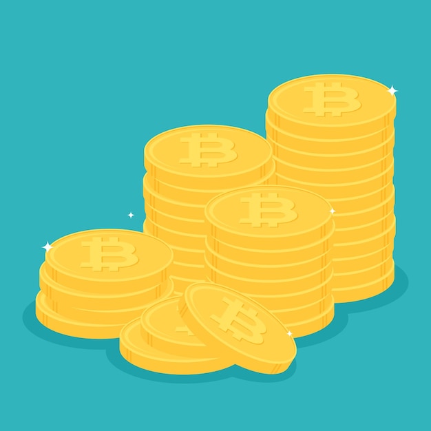 Stack of gold bitcoin coins Cryptocurrency digital currency business and finance concept