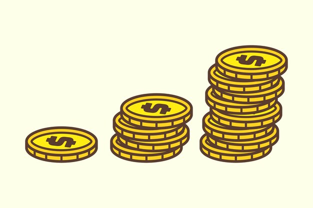 Stack Gold Coin like income graph Stack of Gold Coin Illustration