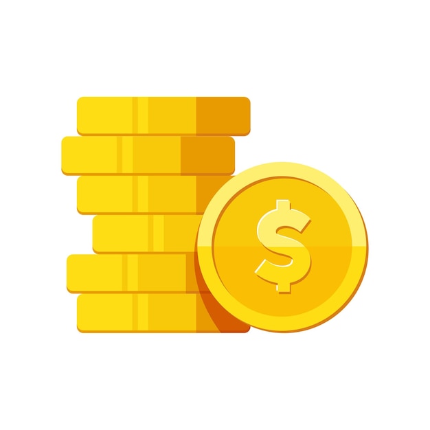 Vector stack of gold coin with dollar sign vector illustration isolated on white background