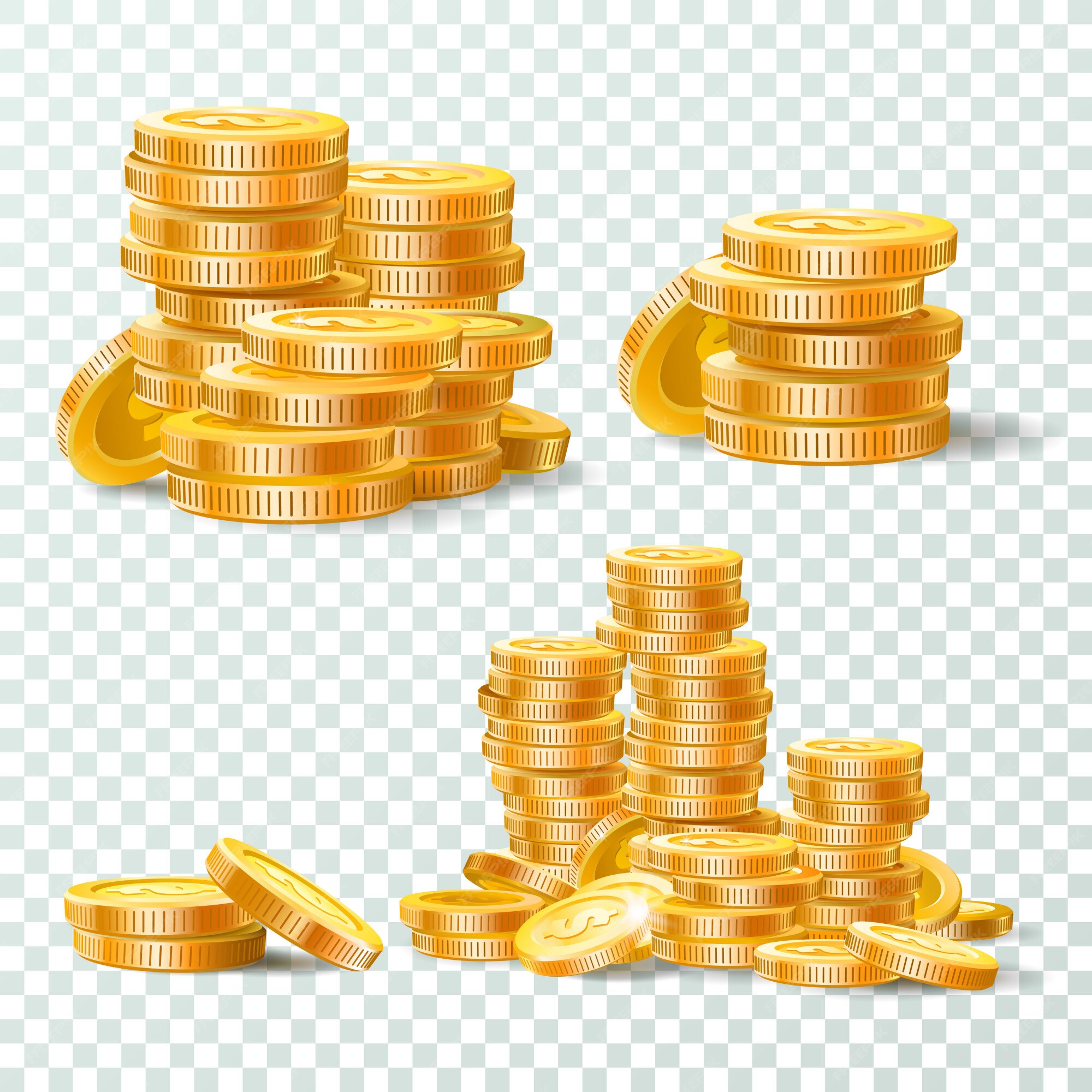 Premium Vector | Stack of gold coins isolated set