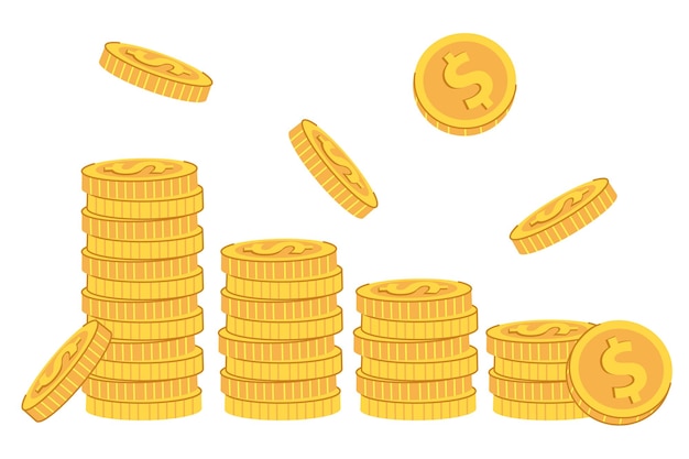 Vector stack of gold coins with dollar sign financial growth concept accumulation of money monetary wealth