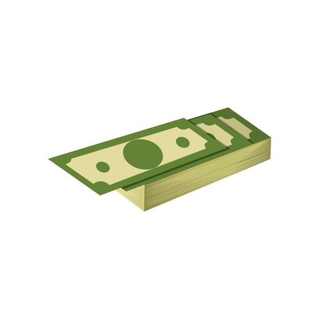 Stack of hundreds of dollars american banknotes banking currency flat vector icon graphic design element for business poster or mobile app