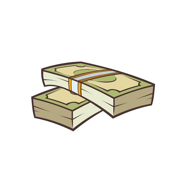 Vector stack money vector cartoon art isolated