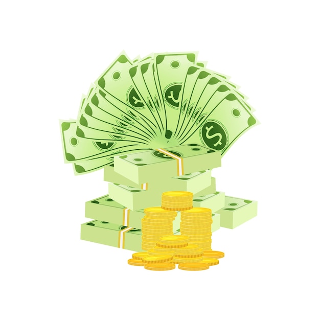 a stack of money with a dollar bill on top of it