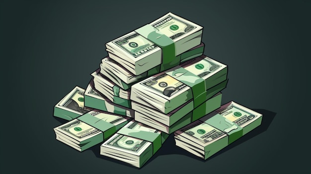 Vector a stack of money with a green background that says  twenty