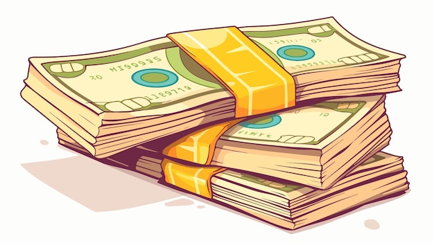 Vector a stack of money with a yellow stripe on the top